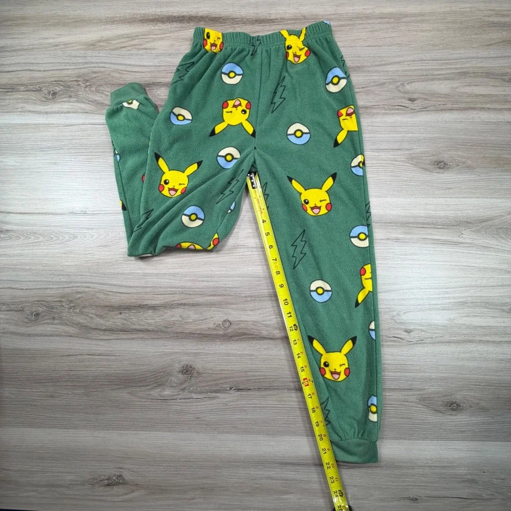 Kids‎ Pokemon Pikachu Fleece Pajama Pants Size M 8 10 Green Sleepwear